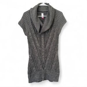 Sz S Y2K Indie Boho No Boundaries Knit Cowl Neck Short Sleeve Sweater Dress